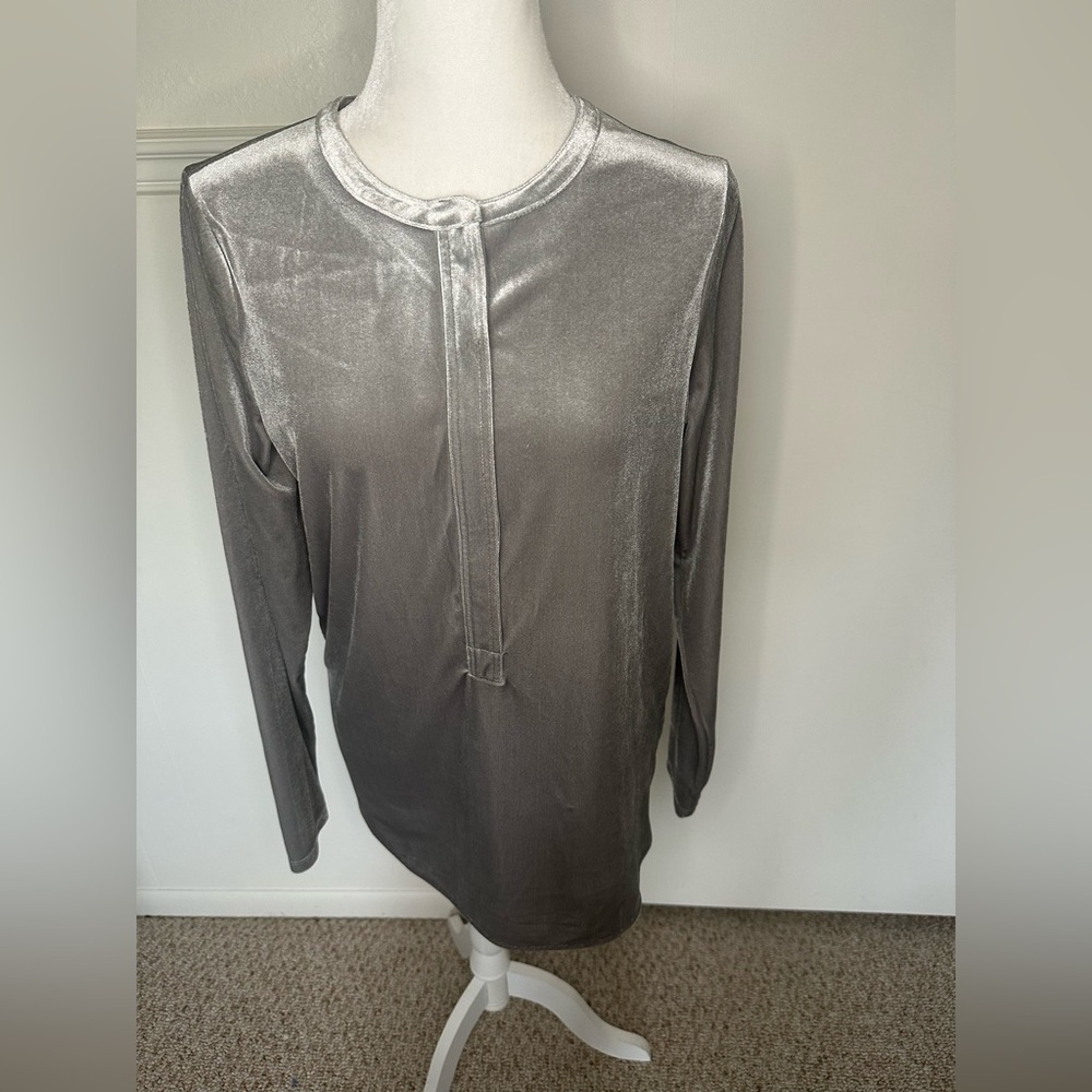 Ralph Lauren Elegant Velvet Gray long sleeve Top size M